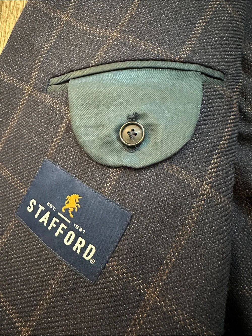 Stafford 60% Wool 40% Cotton Classic Fit Sport Coat Blazer Men’s 48 L Navy